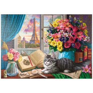 Darstellung des Puzzle Motivs puzzleplate View of the Eiffel Tower from the Window 1000 Puzzle