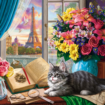 Darstellung des Puzzle Motivs View of the Eiffel Tower from the Window 1000 Puzzle 3D Modell