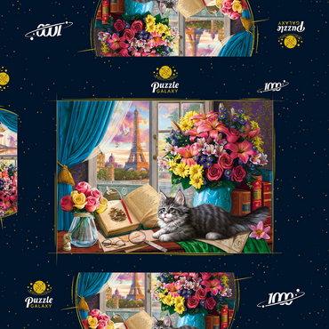 Darstellung des Puzzle Motivs View of the Eiffel Tower from the Window 1000 Puzzle Schachtel 3D Modell