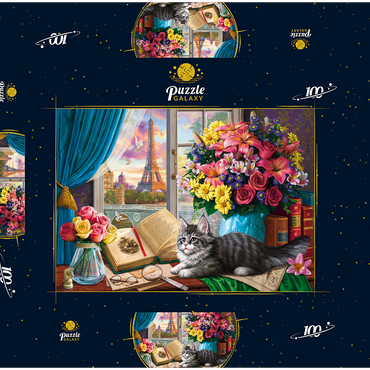 Darstellung des Puzzle Motivs View of the Eiffel Tower from the Window 100 Puzzle Schachtel 3D Modell