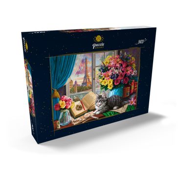 Darstellung des Puzzle Motivs View of the Eiffel Tower from the Window 500 Puzzle Schachtel Ansicht2