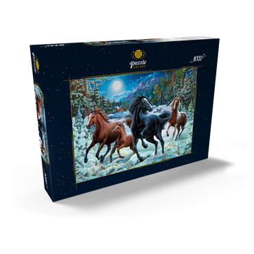 Darstellung des Puzzle Motivs Winter Horses 1000 Puzzle Schachtel Ansicht2