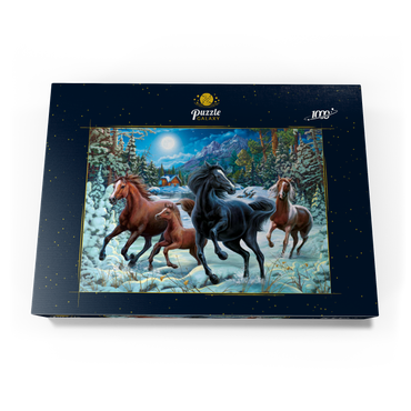 Darstellung des Puzzle Motivs Winter Horses 1000 Puzzle Schachtel Ansicht3