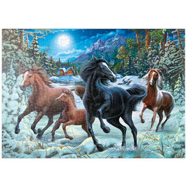 Darstellung des Puzzle Motivs puzzleplate Winter Horses 1000 Puzzle