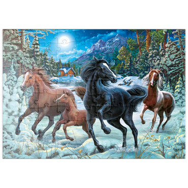 Darstellung des Puzzle Motivs puzzleplate Winter Horses 100 Puzzle