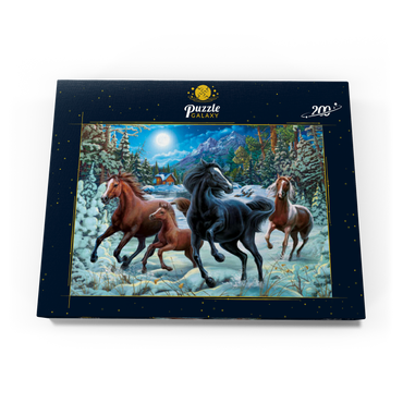 Darstellung des Puzzle Motivs Winter Horses 200 Puzzle Schachtel Ansicht3
