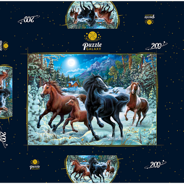 Darstellung des Puzzle Motivs Winter Horses 200 Puzzle Schachtel 3D Modell
