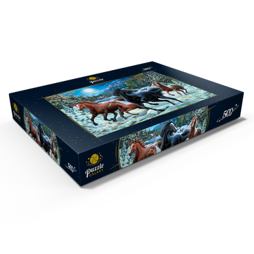 Darstellung des Puzzle Motivs Winter Horses 500 Puzzle Schachtel Ansicht1