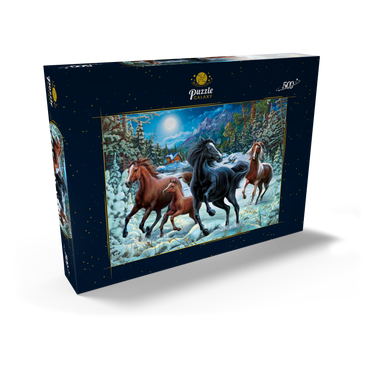 Darstellung des Puzzle Motivs Winter Horses 500 Puzzle Schachtel Ansicht2