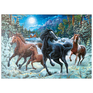 Darstellung des Puzzle Motivs puzzleplate Winter Horses 500 Puzzle