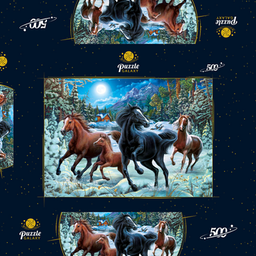 Darstellung des Puzzle Motivs Winter Horses 500 Puzzle Schachtel 3D Modell