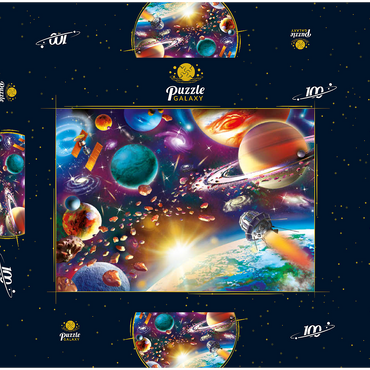 Darstellung des Puzzle Motivs Sunrise in Space 100 Puzzle Schachtel 3D Modell
