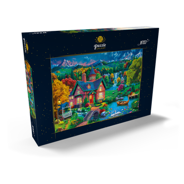 Darstellung des Puzzle Motivs Evening House in the Mountains 1000 Puzzle Schachtel Ansicht2