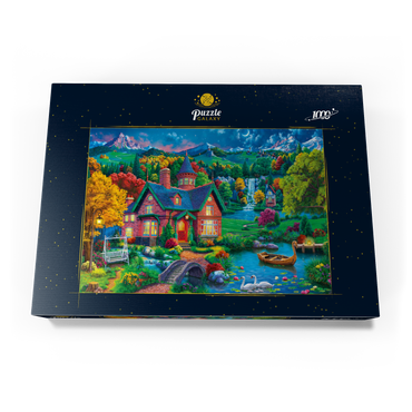 Darstellung des Puzzle Motivs Evening House in the Mountains 1000 Puzzle Schachtel Ansicht3
