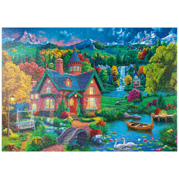 Darstellung des Puzzle Motivs puzzleplate Evening House in the Mountains 1000 Puzzle