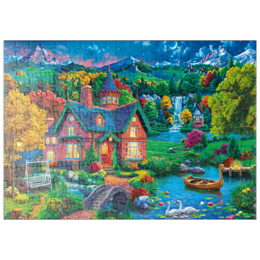 Darstellung des Puzzle Motivs puzzleplate Evening House in the Mountains 200 Puzzle