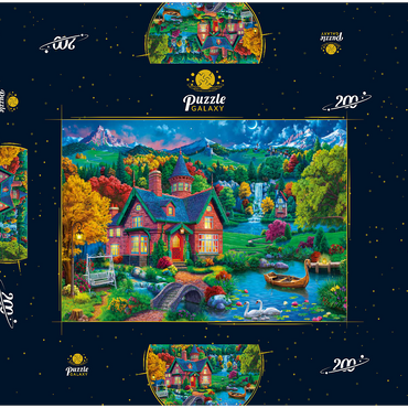 Darstellung des Puzzle Motivs Evening House in the Mountains 200 Puzzle Schachtel 3D Modell