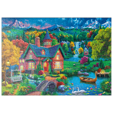Darstellung des Puzzle Motivs puzzleplate Evening House in the Mountains 500 Puzzle