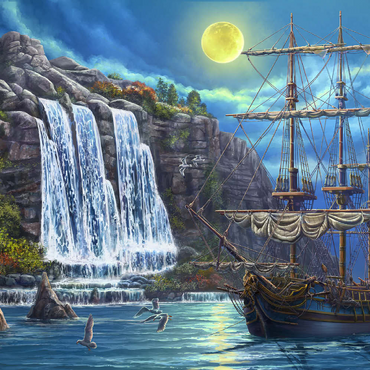 Darstellung des Puzzle Motivs Ship in the Night 100 Puzzle 3D Modell