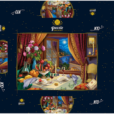 Darstellung des Puzzle Motivs Romantic Dinner 100 Puzzle Schachtel 3D Modell