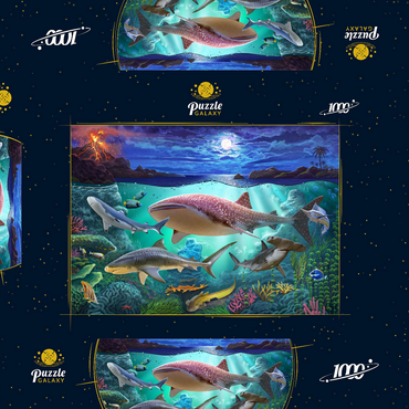 Darstellung des Puzzle Motivs Sharks 1000 Puzzle Schachtel 3D Modell