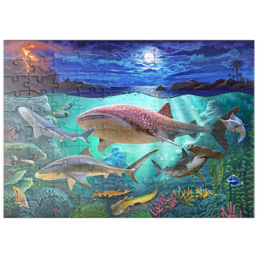 Darstellung des Puzzle Motivs puzzleplate Sharks 100 Puzzle