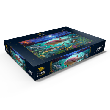 Darstellung des Puzzle Motivs Sharks 500 Puzzle Schachtel Ansicht1