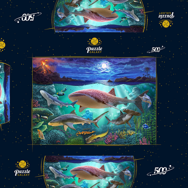 Darstellung des Puzzle Motivs Sharks 500 Puzzle Schachtel 3D Modell