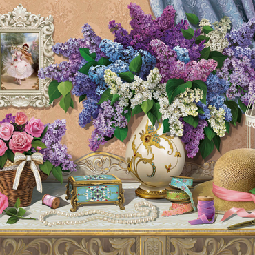 Darstellung des Puzzle Motivs Accessories & Lilac 1000 Puzzle 3D Modell