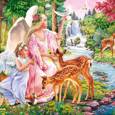 Darstellung des Puzzle Motivs Angels & Deers 100 Puzzle 3D Modell