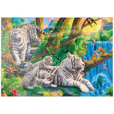 Darstellung des Puzzle Motivs puzzleplate Family of White Tiger 1000 Puzzle