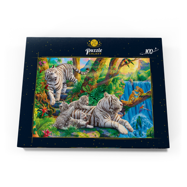 Darstellung des Puzzle Motivs Family of White Tiger 100 Puzzle Schachtel Ansicht3
