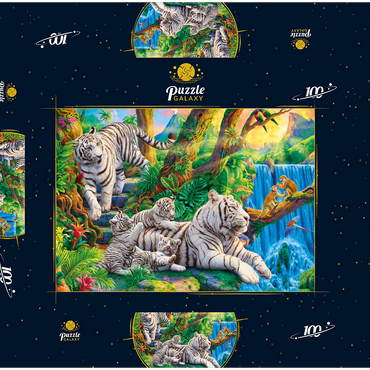 Darstellung des Puzzle Motivs Family of White Tiger 100 Puzzle Schachtel 3D Modell