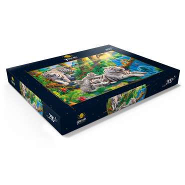 Darstellung des Puzzle Motivs Family of White Tiger 200 Puzzle Schachtel Ansicht1
