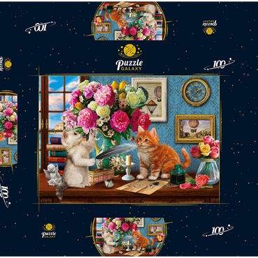 Darstellung des Puzzle Motivs Petals & Paws 100 Puzzle Schachtel 3D Modell