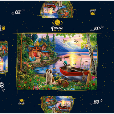 Darstellung des Puzzle Motivs Weekend Retreat 100 Puzzle Schachtel 3D Modell