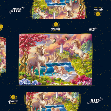 Darstellung des Puzzle Motivs Fabulous Unicorns 1000 Puzzle Schachtel 3D Modell
