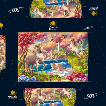 Darstellung des Puzzle Motivs Fabulous Unicorns 500 Puzzle Schachtel 3D Modell