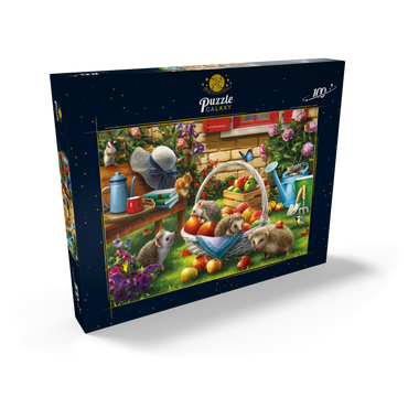 Darstellung des Puzzle Motivs Hedgehogs in the Garden 100 Puzzle Schachtel Ansicht2