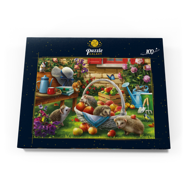 Darstellung des Puzzle Motivs Hedgehogs in the Garden 100 Puzzle Schachtel Ansicht3