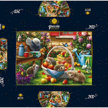 Darstellung des Puzzle Motivs Hedgehogs in the Garden 200 Puzzle Schachtel 3D Modell