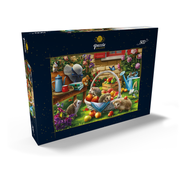 Darstellung des Puzzle Motivs Hedgehogs in the Garden 500 Puzzle Schachtel Ansicht2