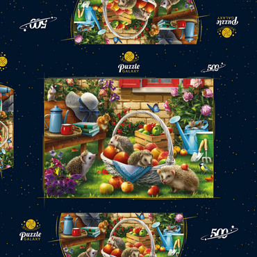 Darstellung des Puzzle Motivs Hedgehogs in the Garden 500 Puzzle Schachtel 3D Modell
