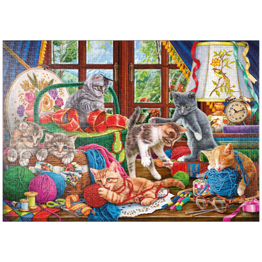 Darstellung des Puzzle Motivs puzzleplate The Cheerful Kittens with Yarn 1000 Puzzle