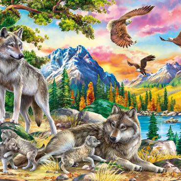 Darstellung des Puzzle Motivs Wolves and Eagles 1000 Puzzle 3D Modell
