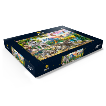 Darstellung des Puzzle Motivs Wolves and Eagles 100 Puzzle Schachtel Ansicht1