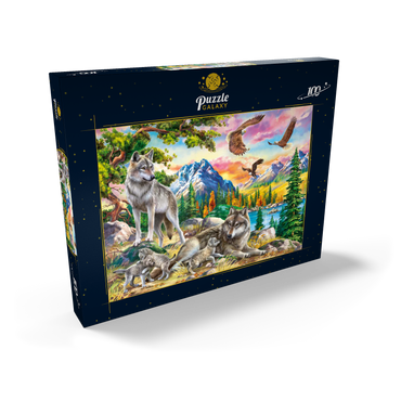 Darstellung des Puzzle Motivs Wolves and Eagles 100 Puzzle Schachtel Ansicht2