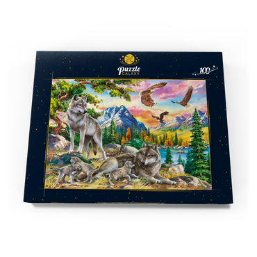 Darstellung des Puzzle Motivs Wolves and Eagles 100 Puzzle Schachtel Ansicht3