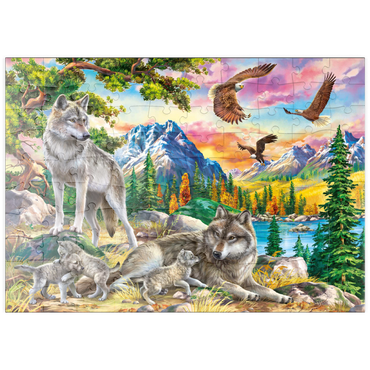 Darstellung des Puzzle Motivs puzzleplate Wolves and Eagles 100 Puzzle