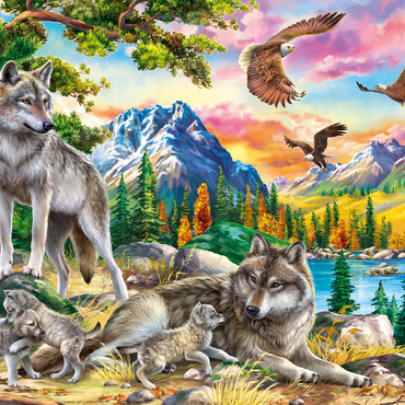 Darstellung des Puzzle Motivs Wolves and Eagles 200 Puzzle 3D Modell